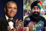sikh man, barack obama, pride month 2019 sikh man s rainbow turban impresses barack obama, Sikh man