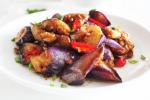 Stir-fried Brinjal, Stir-fried Brinjal, tasty stir fried brinjal, Brown rice pulao