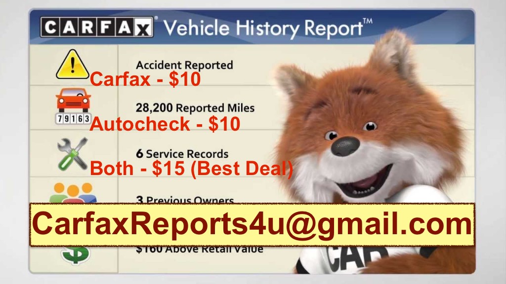 Genuine CARFAX & AUTOCHECK Reports Available 24x7