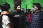 Allu Arjun, Allu Arha movie, allu arjun pays a surprise visit for his daughter, Gunasekhar