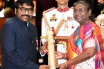 Chiranjeevi Padma Vibhushan event, Chiranjeevi, chiranjeevi receives padma vibhushan, Trisha krishnan