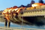 Russia, Crimea bridge updates, huge explosion on crimea bridge that connects russia, Fire accident