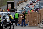 food bank, food bank, food bank drive through in la and pennsylvania overrun by hundreds of unemployed americans, Food bank