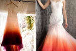 dip dyed clothes, latest bridal dress, bride slammed for dressing in period stain wedding attire that looked like a stained tampon, Bridal dress