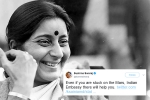 tweets by sushma swaraj, tweets by sushma swaraj, these tweets by sushma swaraj prove she was a rockstar and also mother to indians stranded abroad, Newyork